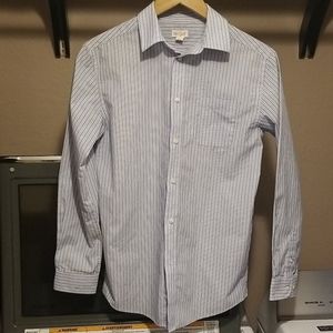 Boys blue pin strip button up dress shirt